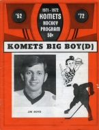 1971-72 Fort Wayne Komets game program