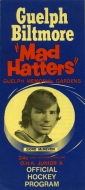 1973-74 Guelph Biltmore Mad Hatters game program