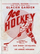 1944-45 San Diego Skyhawks game program