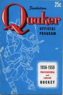 1958-59 Saskatoon Quakers game program