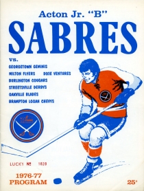 Acton Sabres 1976-77 game program
