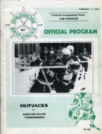 Baltimore Skipjacks 1981-82 game program