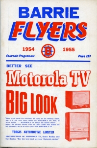 Barrie Flyers 1954-55 game program