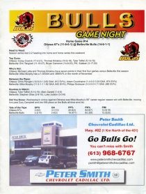 Belleville Bulls 2008-09 game program