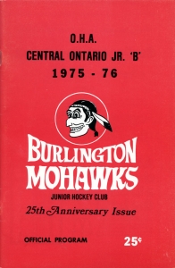 Burlington Mohawks 1975-76 game program
