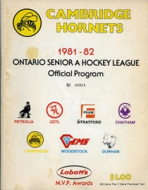 Cambridge Hornets 1981-82 game program