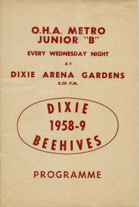 Dixie Beehives 1958-59 game program