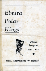 Elmira Polar Kings 1953-54 game program