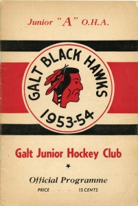Galt Black Hawks 1953-54 game program