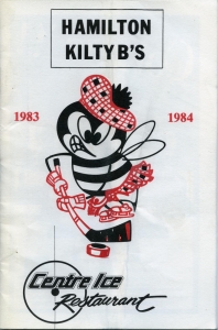 Hamilton Kilty B's 1983-84 game program