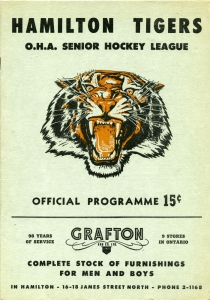 Hamilton Tigers 1951-52 game program