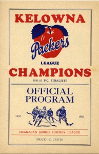Kelowna Packers 1952-53 game program