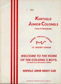 Kentville Colonels 1978-79 game program