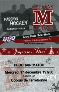 Lachine Maroons 2014-15 game program