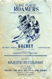 Lake Placid Roamers 1951-52 game program