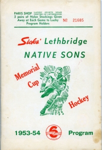 Lethbridge Native Sons 1953-54 game program