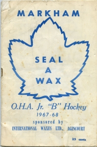 Markham Seal-A-Wax 1967-68 game program
