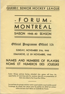 Montreal Senior Canadiens 1942-43 game program