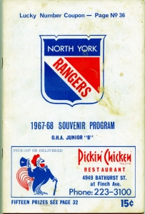 North York Rangers 1967-68 game program