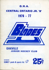 Oakville Blades 1976-77 game program