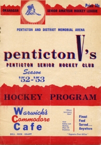 Penticton Vees 1952-53 game program
