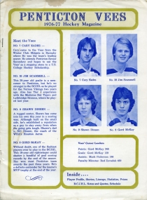 Penticton Vees 1976-77 game program