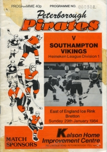Peterborough Pirates 1983-84 game program