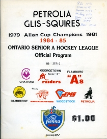 Petrolia Squires 1984-85 game program