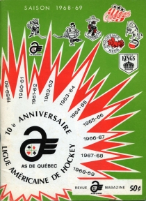 Quebec Aces 1968-69 game program
