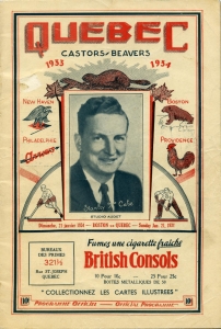Quebec Beavers 1933-34 game program