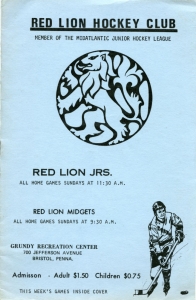 Red Lion Juniors 1975-76 game program