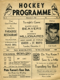 Saint John Beavers 1951-52 game program