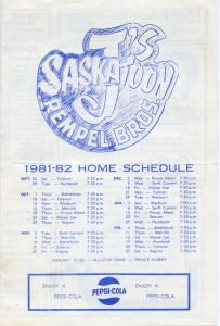 Saskatoon J's 1981-82 game program