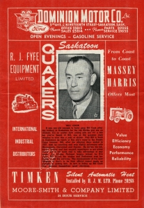 Saskatoon Quakers 1951-52 game program