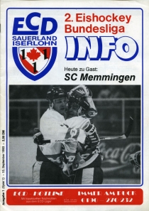 Sauerland Iserlohn ECD 1993-94 game program