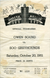 Soo Greyhounds 1951-52 game program