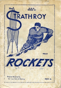 Strathroy Rockets 1956-57 game program