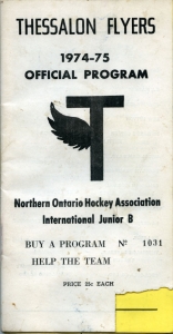 Thessalon Flyers 1974-75 game program