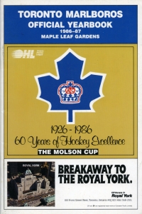 Toronto Marlboros 1986-87 game program