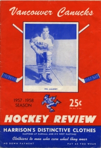 Vancouver Canucks 1957-58 game program