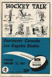 Vancouver Canucks 1966-67 game program