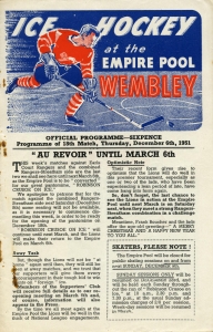 Wembley Lions 1951-52 game program