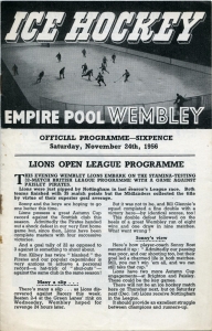 Wembley Lions 1956-57 game program