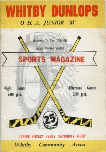 Whitby Dunlops 1964-65 game program