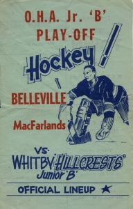 Whitby Hillcrests 1960-61 game program