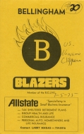 Bellingham Blazers 1974-75 program cover