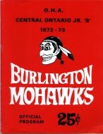 Burlington Mohawks 1972-73 program cover