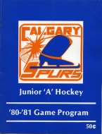 Calgary Spurs 1980-81 program cover