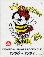 Hamilton Kilty B's 1996-97 program cover