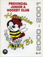 Hamilton Kilty B's 2000-01 program cover